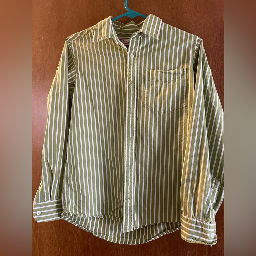 Boys long sleeve green dress shirt. L 14/16